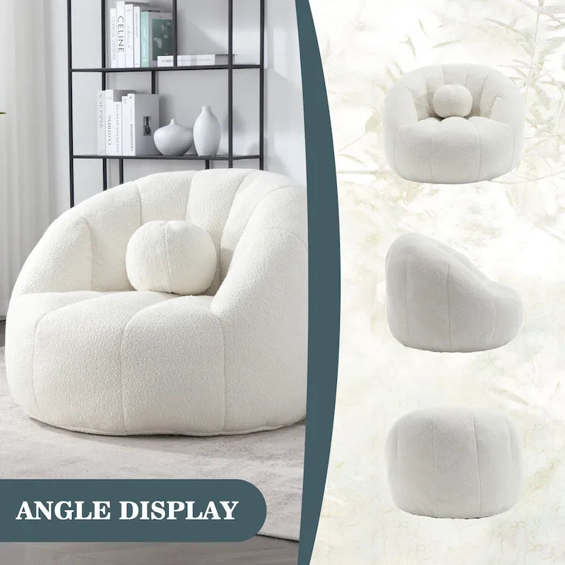 Bouclé gepolsterter runder Lazy Cozy Sitzsack mit Kissen