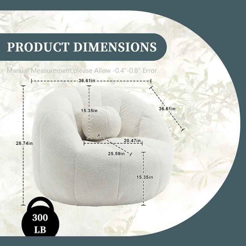 Bouclé gepolsterter runder Lazy Cozy Sitzsack mit Kissen