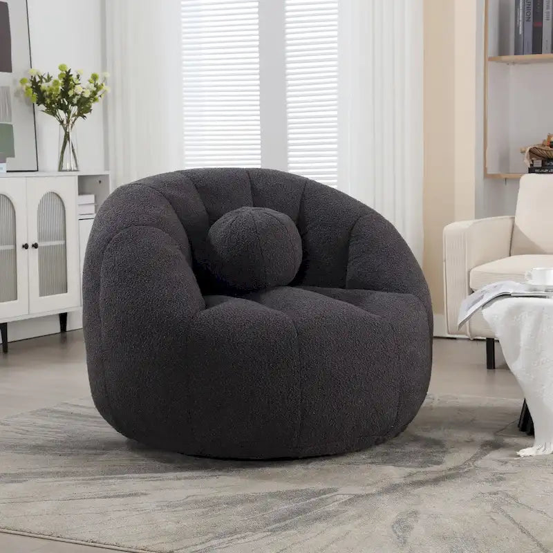 Bouclé gepolsterter runder Lazy Cozy Sitzsack mit Kissen