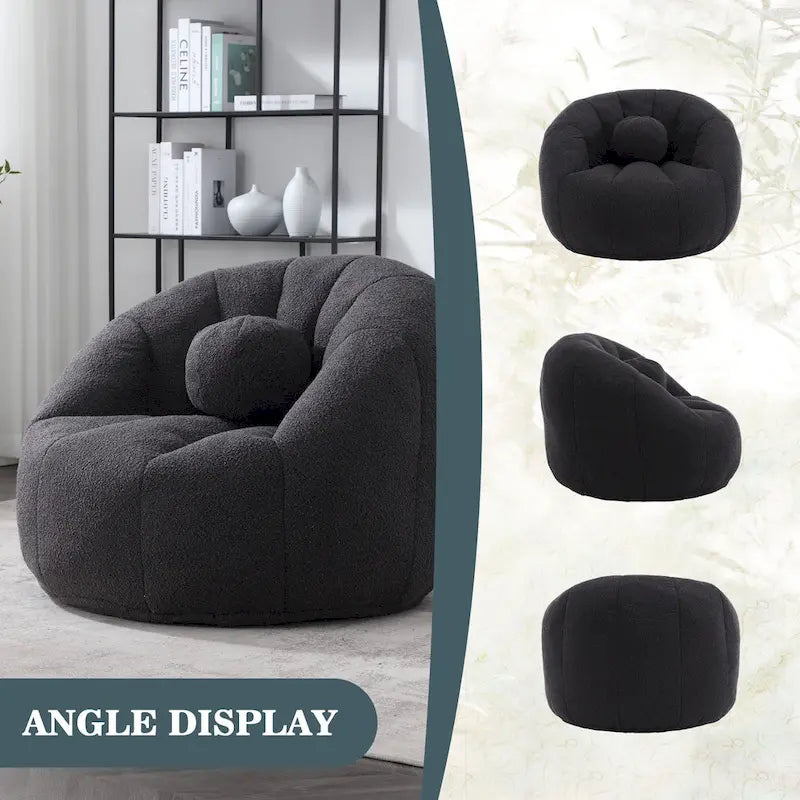 Bouclé gepolsterter runder Lazy Cozy Sitzsack mit Kissen