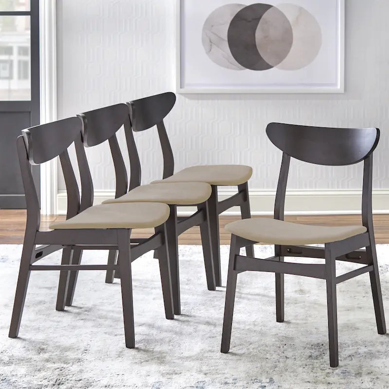 Esszimmerstuhl-Set im Mid-Century-Stil aus Massivholz, 4 Stück