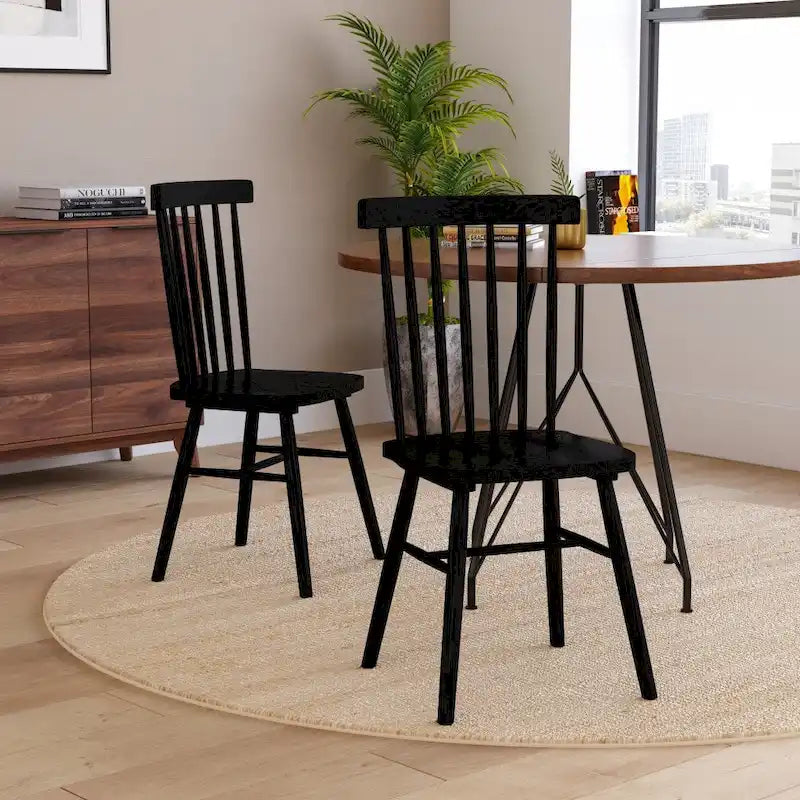 Windsor-Stil Esszimmerstühle mit massiver Holzspindelrückenlehne, gewerblich – 2er-Set