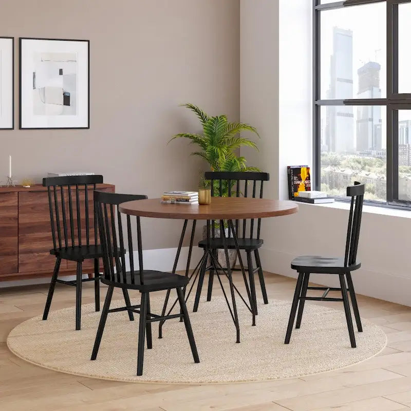 Windsor-Stil Esszimmerstühle mit massiver Holzspindelrückenlehne, gewerblich – 2er-Set