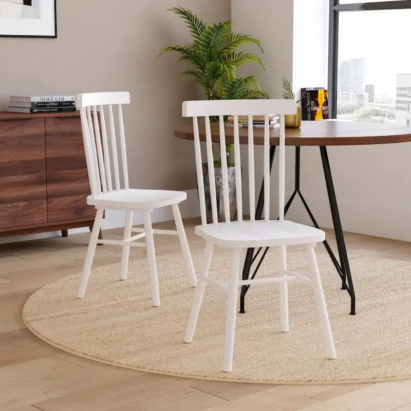 Windsor-Stil Esszimmerstühle mit massiver Holzspindelrückenlehne, gewerblich – 2er-Set