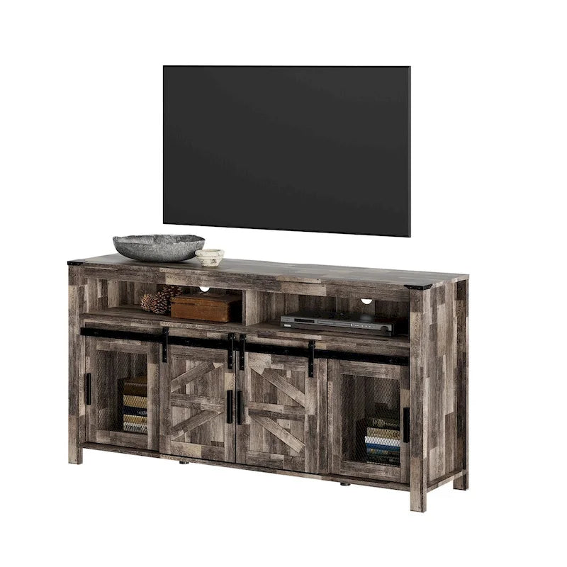 TV-Schrank im Bauernhaus-Stil mit Schiebetüren, Wohnzimmer-Entertainment-Center
