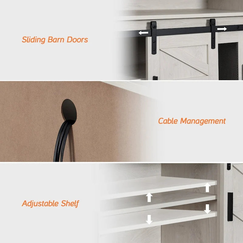 TV-Schrank im Bauernhaus-Stil mit Schiebetüren, Wohnzimmer-Entertainment-Center
