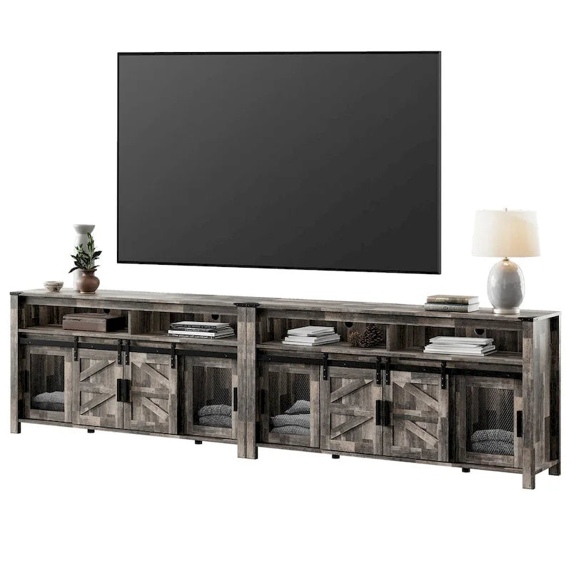 TV-Schrank im Bauernhaus-Stil mit Schiebetüren, Wohnzimmer-Entertainment-Center