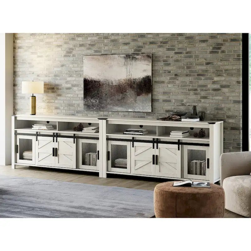 TV-Schrank im Bauernhaus-Stil mit Schiebetüren, Wohnzimmer-Entertainment-Center