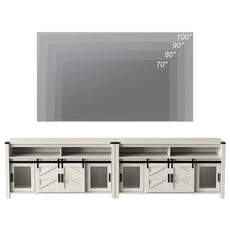 TV-Schrank im Bauernhaus-Stil mit Schiebetüren, Wohnzimmer-Entertainment-Center