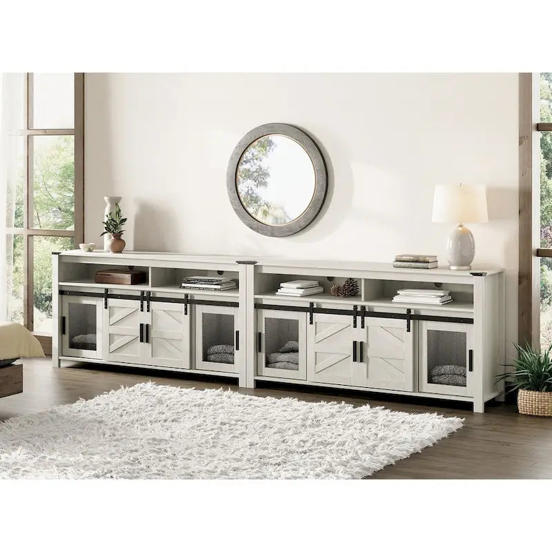 TV-Schrank im Bauernhaus-Stil mit Schiebetüren, Wohnzimmer-Entertainment-Center