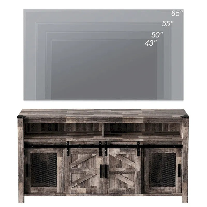 TV-Schrank im Bauernhaus-Stil mit Schiebetüren, Wohnzimmer-Entertainment-Center