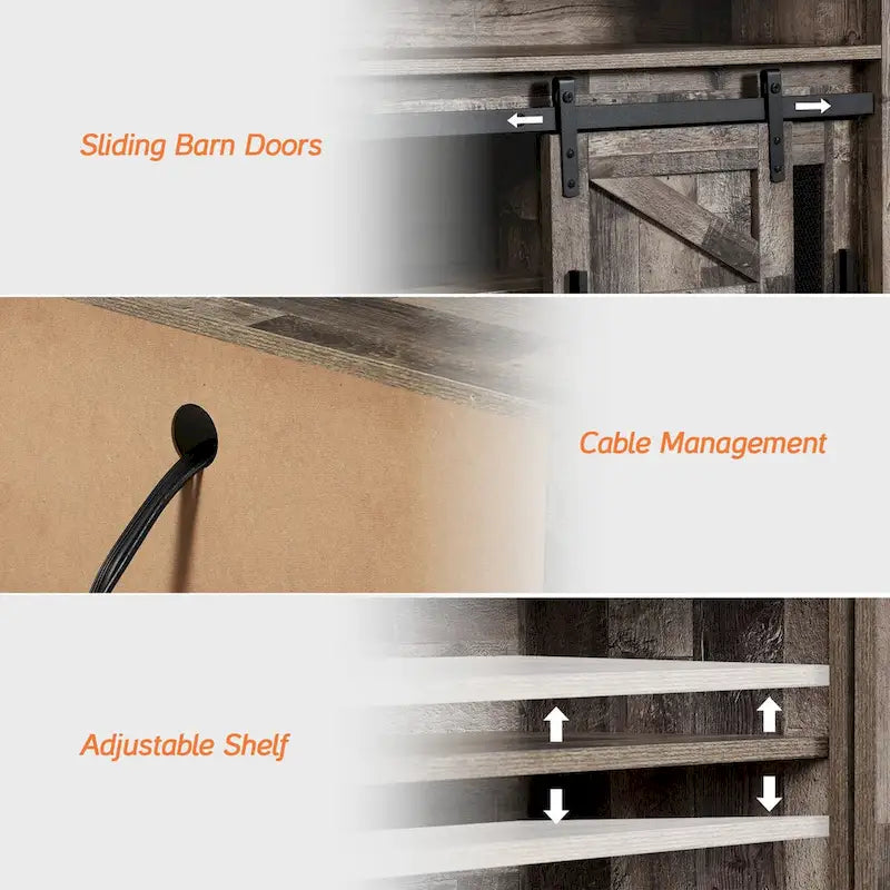 TV-Schrank im Bauernhaus-Stil mit Schiebetüren, Wohnzimmer-Entertainment-Center