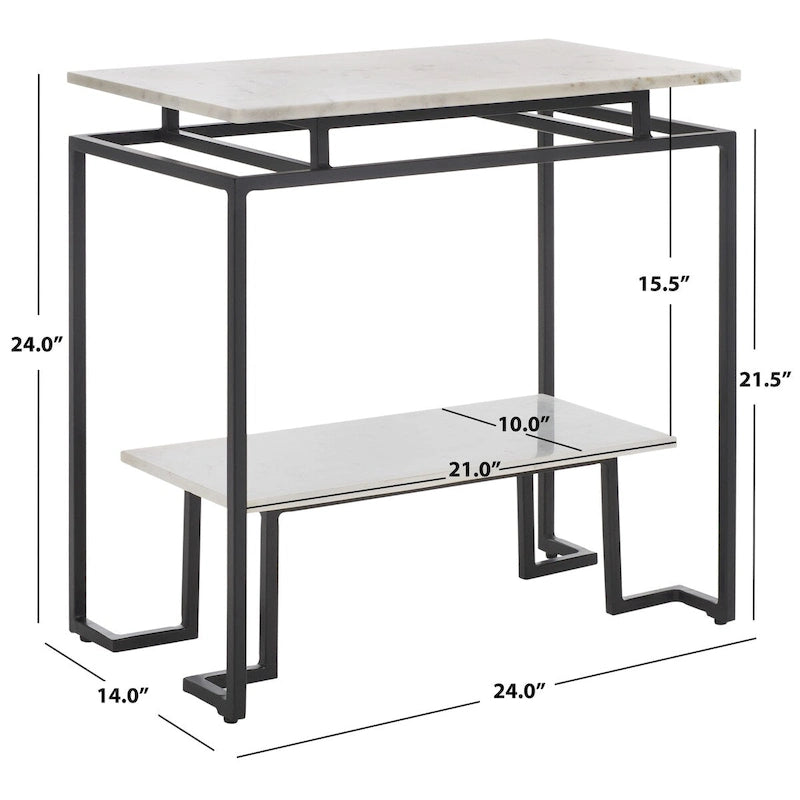Akzenttisch, rechteckig, mit einer Ablage, 24" L x 14" T x 24" H
