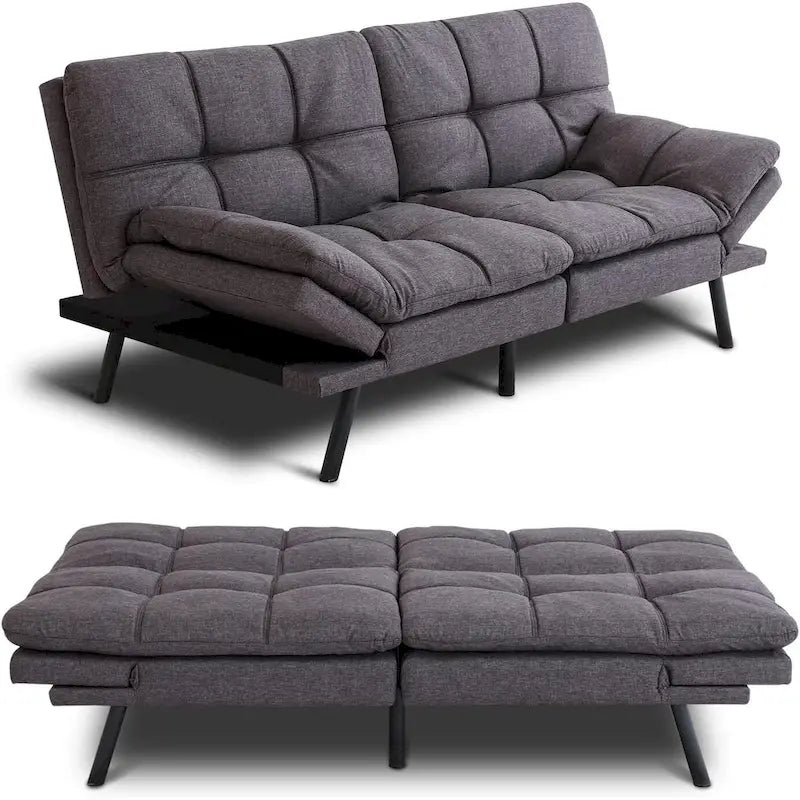 Schlafsofa, wandelbares Futon-Schlafsofa-Tagesbett mit verstellbaren Armlehnen für Studio, Apartment, Büro, kleine Räume
