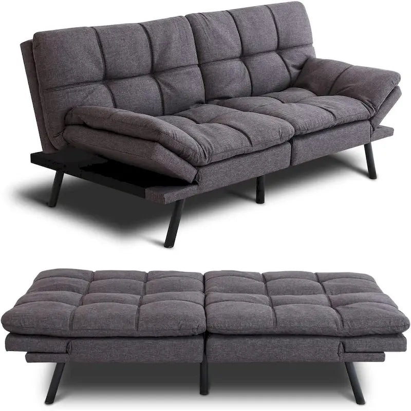Schlafsofa, wandelbares Futon-Schlafsofa-Tagesbett mit verstellbaren Armlehnen für Studio, Apartment, Büro, kleine Räume