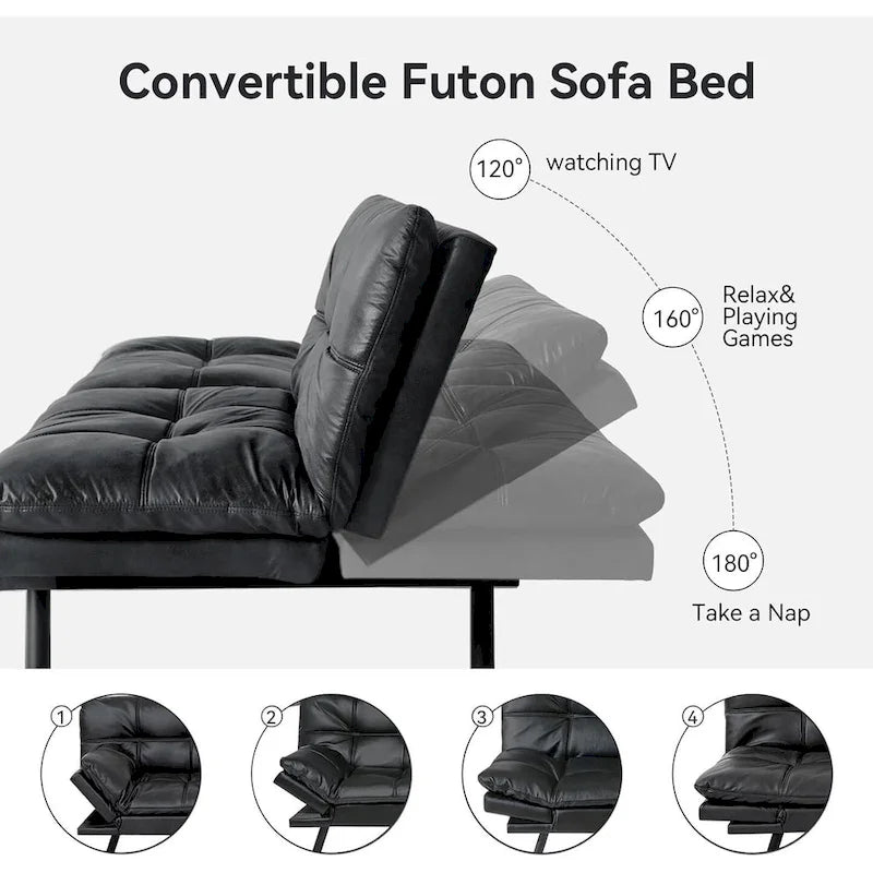 Schlafsofa, wandelbares Futon-Schlafsofa-Tagesbett mit verstellbaren Armlehnen für Studio, Apartment, Büro, kleine Räume