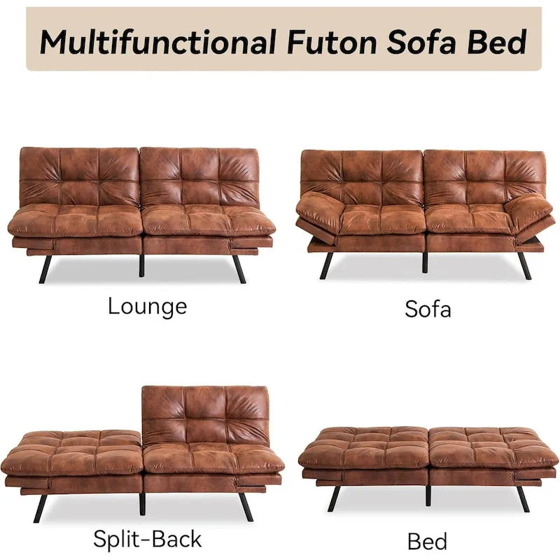 Schlafsofa, wandelbares Futon-Schlafsofa-Tagesbett mit verstellbaren Armlehnen für Studio, Apartment, Büro, kleine Räume