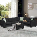112*87 Sektionssofa Couch Wohnzimmersets, 7-Sitzer Sektionssofa mit Ottoman, L-förmiges Ecksofa-Set mit 3 Kissen