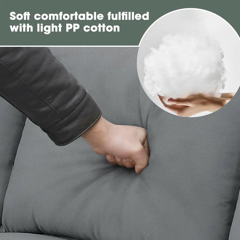 112*87 Sektionssofa Couch Wohnzimmersets, 7-Sitzer Sektionssofa mit Ottoman, L-förmiges Ecksofa-Set mit 3 Kissen