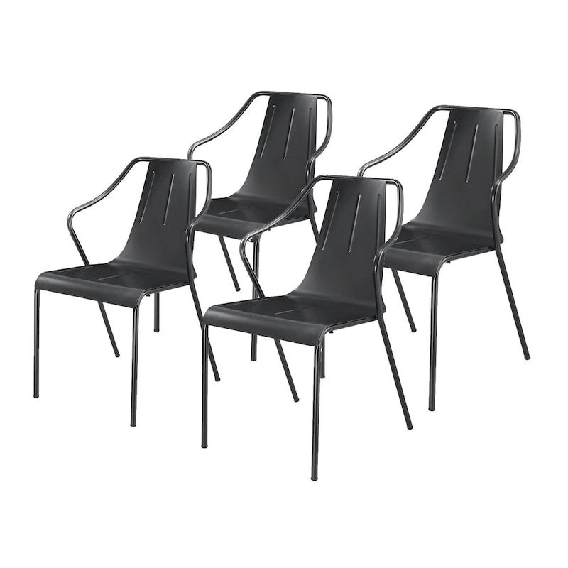 Bistro-Stuhl aus pulverbeschichtetem Stahl, 4er-Set, Metallic Gunmetal