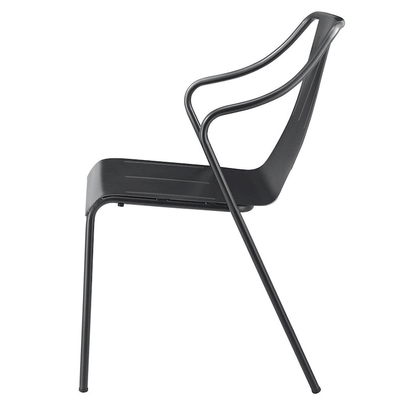 Bistro-Stuhl aus pulverbeschichtetem Stahl, 4er-Set, Metallic Gunmetal