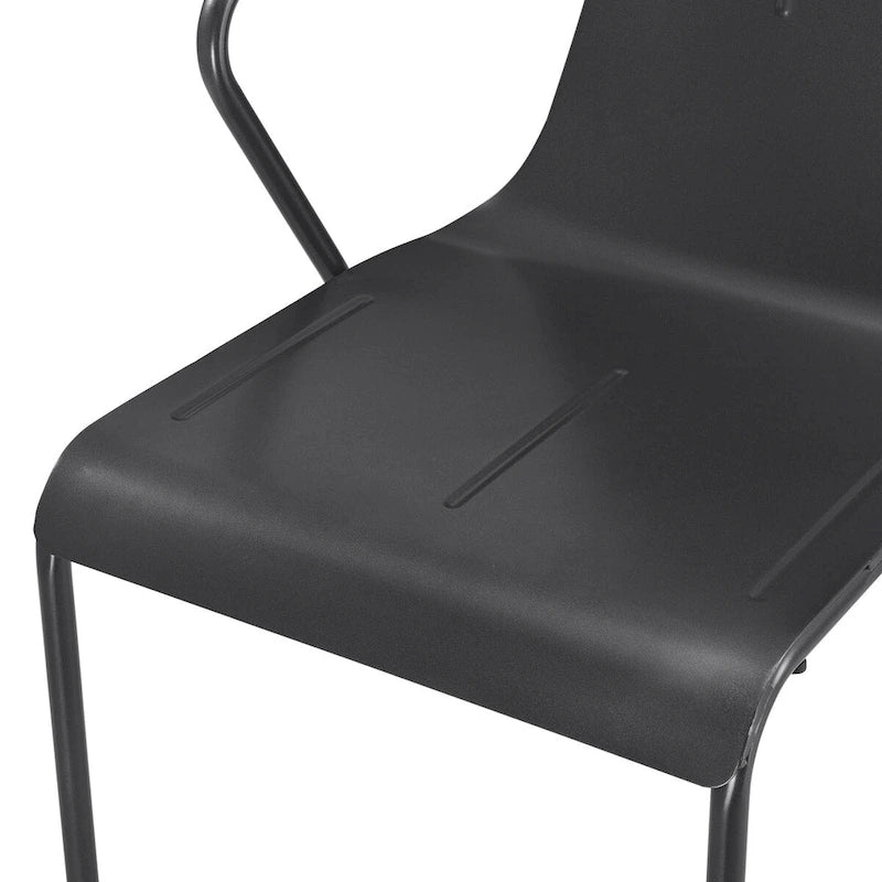 Bistro-Stuhl aus pulverbeschichtetem Stahl, 4er-Set, Metallic Gunmetal