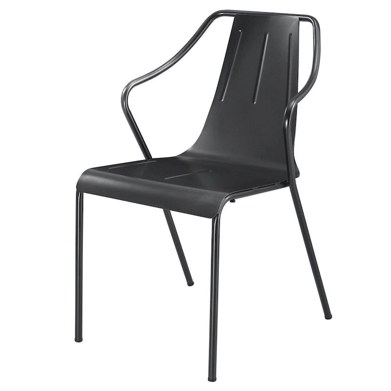 Bistro-Stuhl aus pulverbeschichtetem Stahl, 4er-Set, Metallic Gunmetal