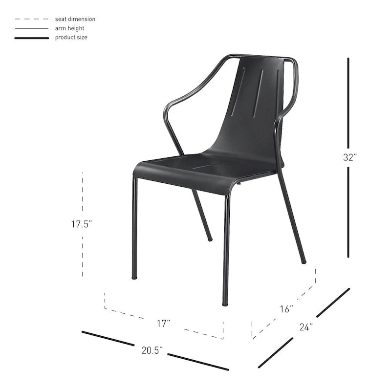 Bistro-Stuhl aus pulverbeschichtetem Stahl, 4er-Set, Metallic Gunmetal