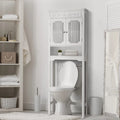 Platzsparender Holzschrank für über der Toilette mit Glastüren