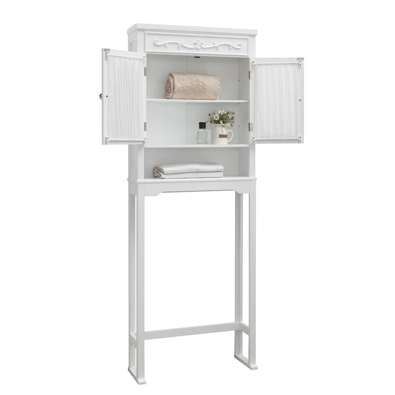 Platzsparender Holzschrank für über der Toilette mit Glastüren